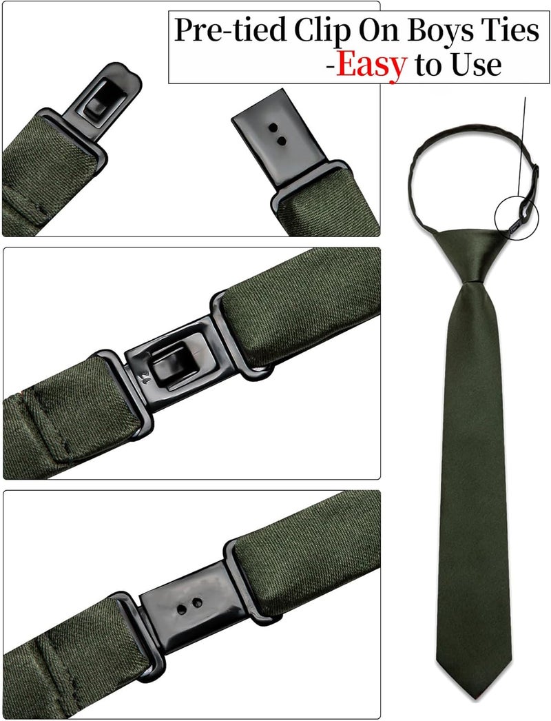 Ailisus Store Boys Tie Solid Color Silk Satin Pre-tied Kids Necktie for Age 8-12 Adjustable Formal Wedding School Graduation - Image 4